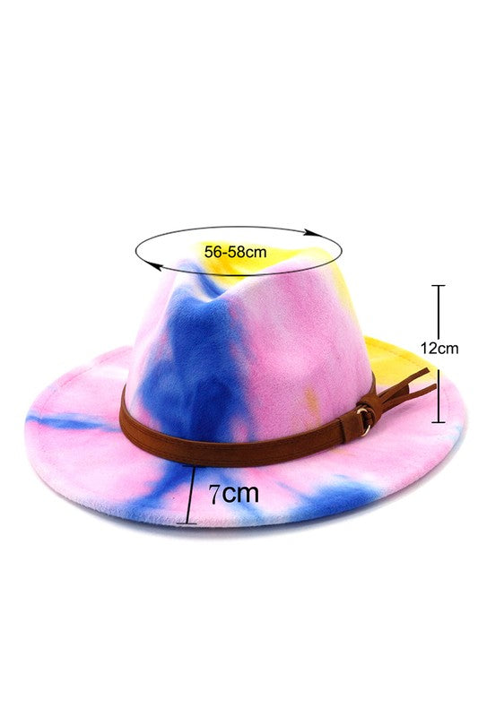 Women Warm Retro Tie-Dye Belt Panama Hat