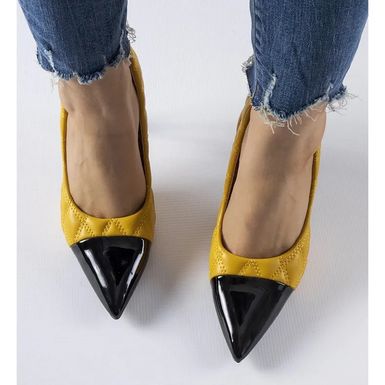 Yellow quilted Benito high heels