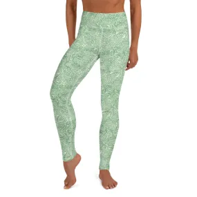 Yoga Leggings in Green Palm Print